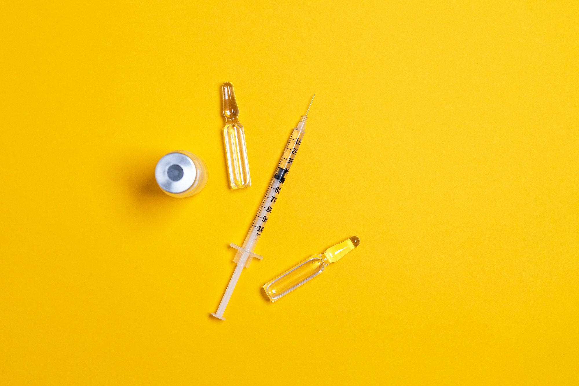 Disposable syringes with needles and vial